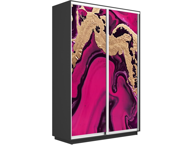 Шкаф-купе Экспресс Люкс 2-х дверный (Фото №1005 Абстракция розовая), Серый диамант