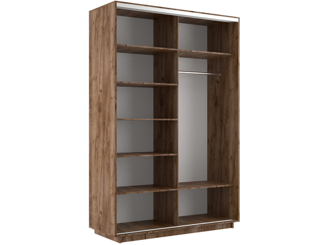 Шкаф-купе Экспресс Люкс 2-х дверный (Фото №1006 Абстракция оранжево-голубая), Дуб табачный