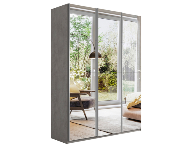 Шкаф-купе Прайм Люкс з-х дверный (Зеркало), Бетон