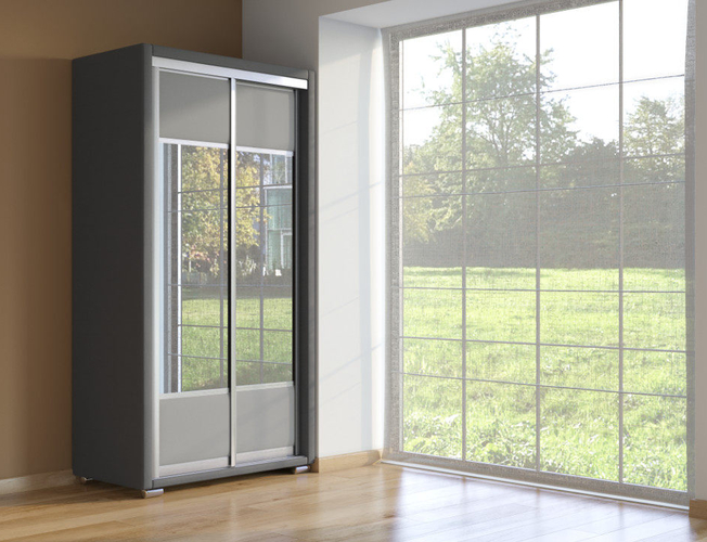 Шкаф-купе 2-х дверный Orma Soft темно серый-серый